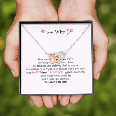 AZTeam Interlocked Heart Necklace to My Wife Meeting You was My Fate, Gifts for My Wife, for Wife, Unique